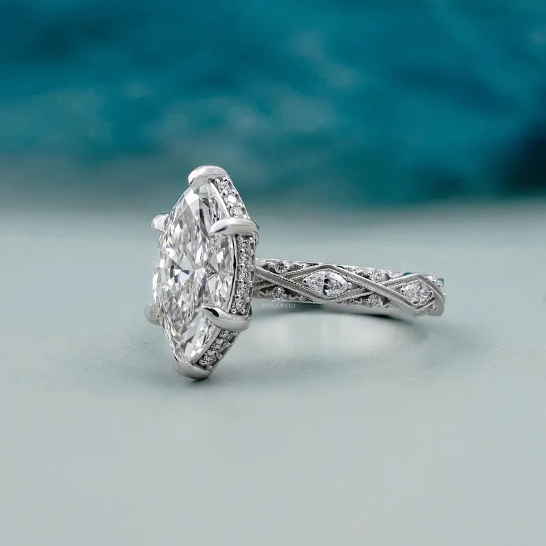 Elegant marquise-cut diamond ring