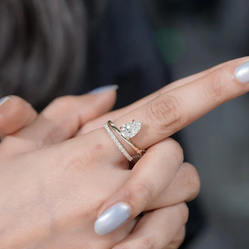 Handcrafted Pear Diamond Ring