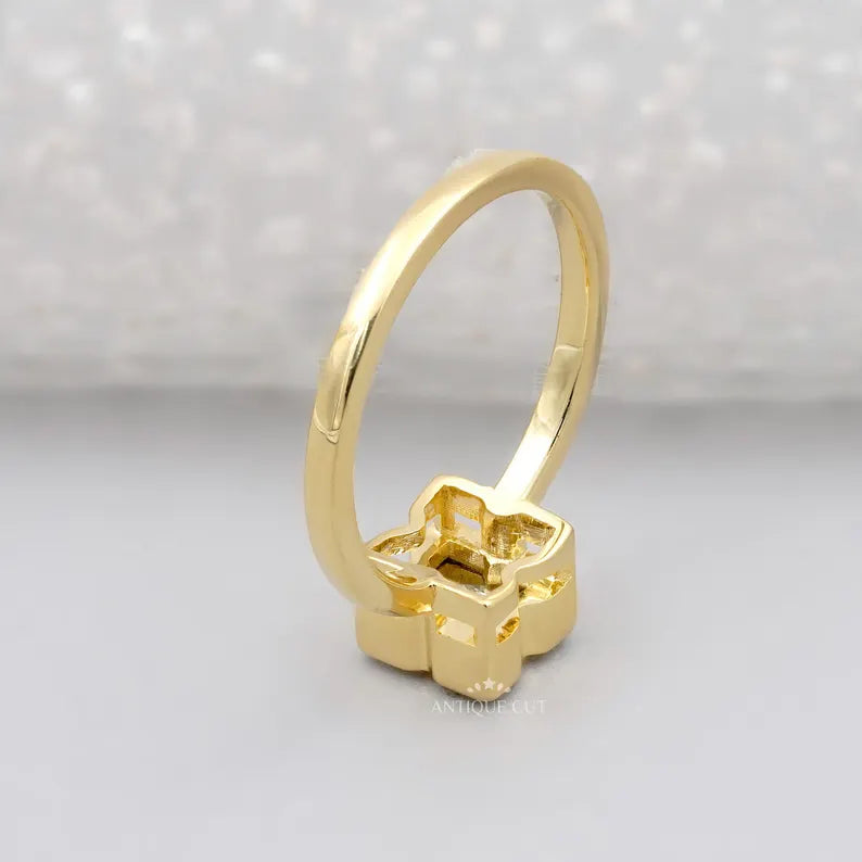 Lab grown X Shaped Diamond Ring bezel setting
