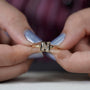 Unique N letter diamond ring bezel setting gold