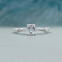 Emerald cut engagement ring white gold pave diamonds lab grown
