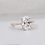 Lab grown oval diamond engagement ring rose gold pave design
