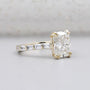 Lab-grown cushion diamond ring with pavé band IGI certified