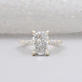 Radiant Cut Engagement Ring | Diamond Hidden Halo Pave Band in Yellow Gold