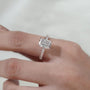 Minimalist radiant engagement ring hidden halo rose gold