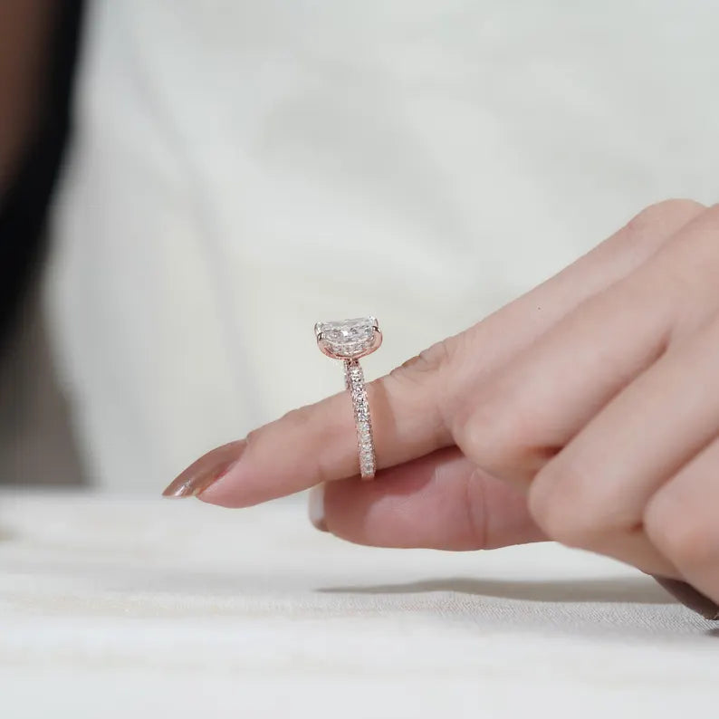 Ethical lab grown radiant diamond engagement ring rose gold