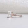 Lab grown radiant cut diamond ring hidden halo rose gold