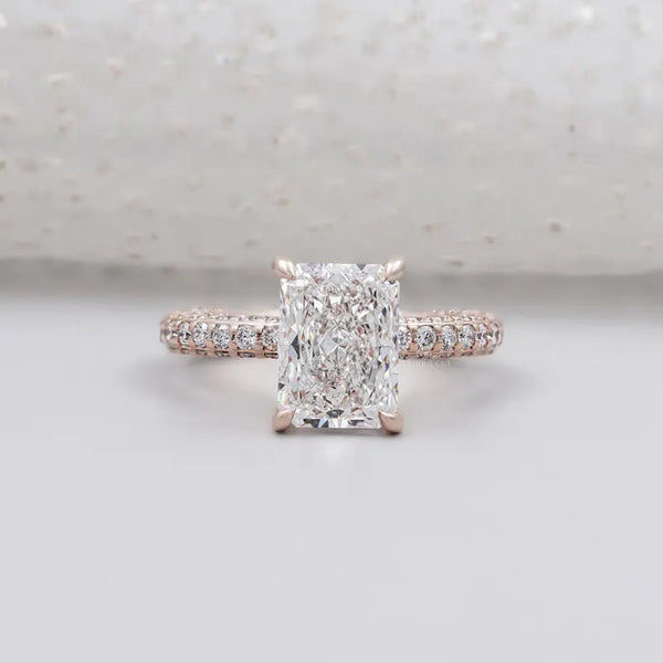 Radiant Diamond Ring with Hidden Halo