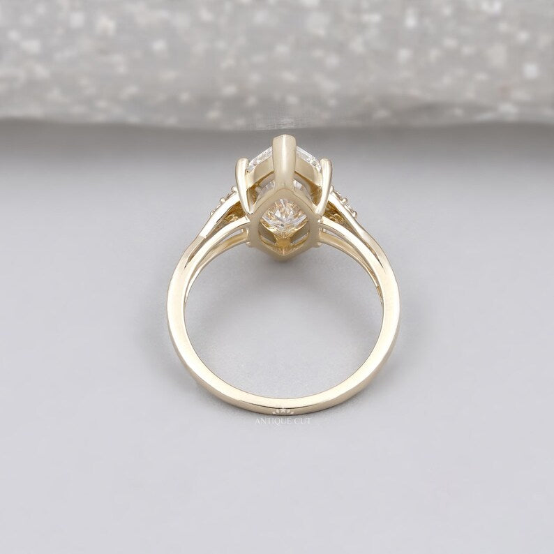 Yellow gold marquise cut diamond ring antique vintage engagement