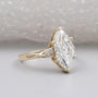 Lab grown marquise diamond ring yellow gold vintage style