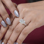 Minimalist Toi et Moi ring emerald cut pear diamond gold