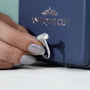 Luxury oval cut diamond ring with polished white gold band