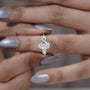 Luxury oval diamond three stone ring in polished white gold