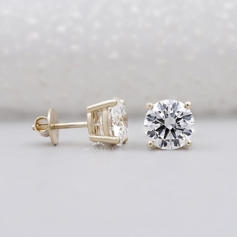 Lab grown diamond stud earrings yellow gold