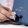Timeless cushion engagement ring with hidden halo brilliance