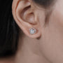Dainty heart diamond stud earrings halo