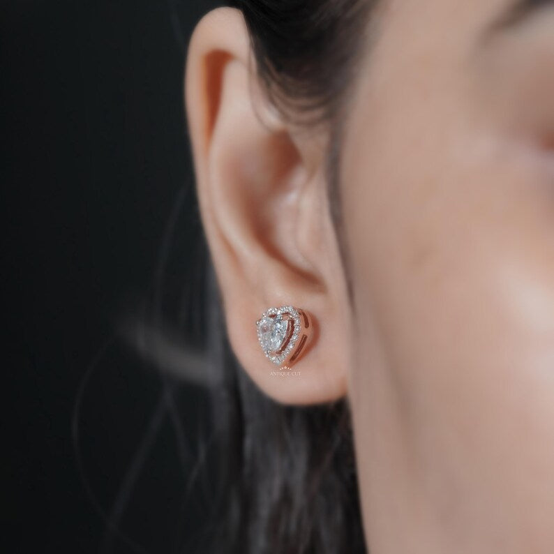 Everyday elegant heart diamond studs