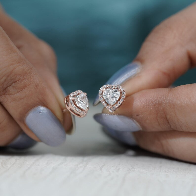 Timeless heart cut diamond earrings