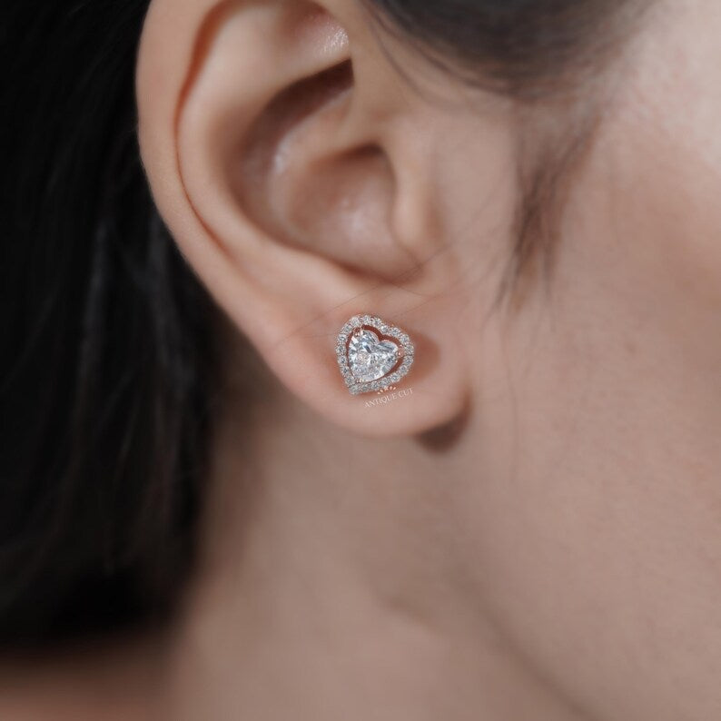IGI certified lab diamond heart earrings
