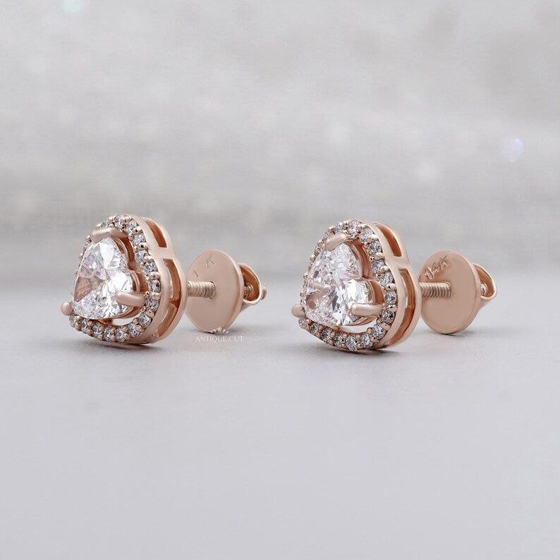 Elegant heart shape diamond earrings