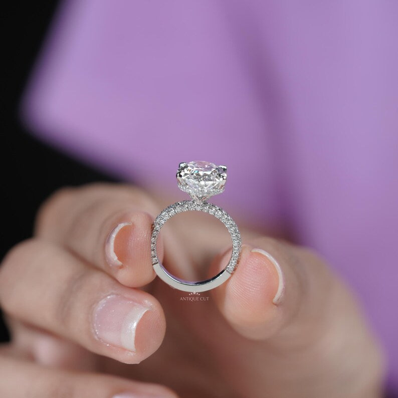 Fine jewelry oval diamond ring hidden halo