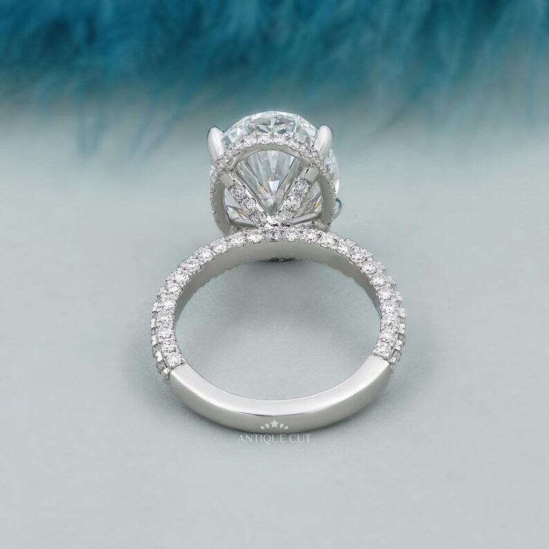 Hidden halo oval diamond ring sparkle view