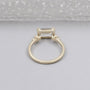 Minimalist emerald cut lab grown diamond ring in east west setting