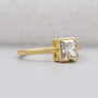 Antique cut R letter diamond ring yellow gold