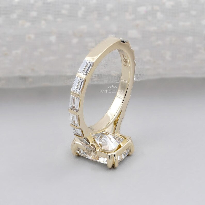 Bridal cushion engagement ring with continuous sparkle