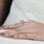 Refined radiant engagement ring with hidden halo rose gold