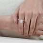 Contemporary radiant diamond ring hidden halo pave band