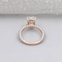 Elegant radiant cut engagement ring hidden halo pave gold