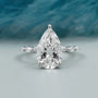 Pear shape diamond ring white gold hidden halo pave band
