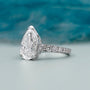 Lab grown pear diamond ring white gold pave band design