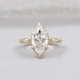 Marquise cut engagement ring yellow gold vintage band lab diamond