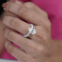 Brilliant oval cut diamond ring close up