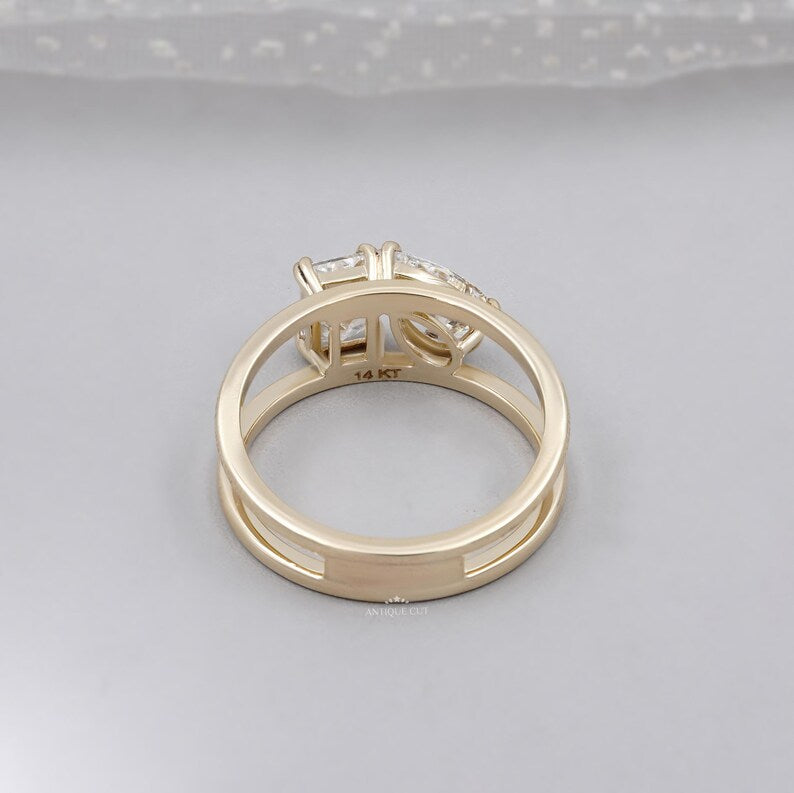Elegant two diamond engagement ring yellow gold