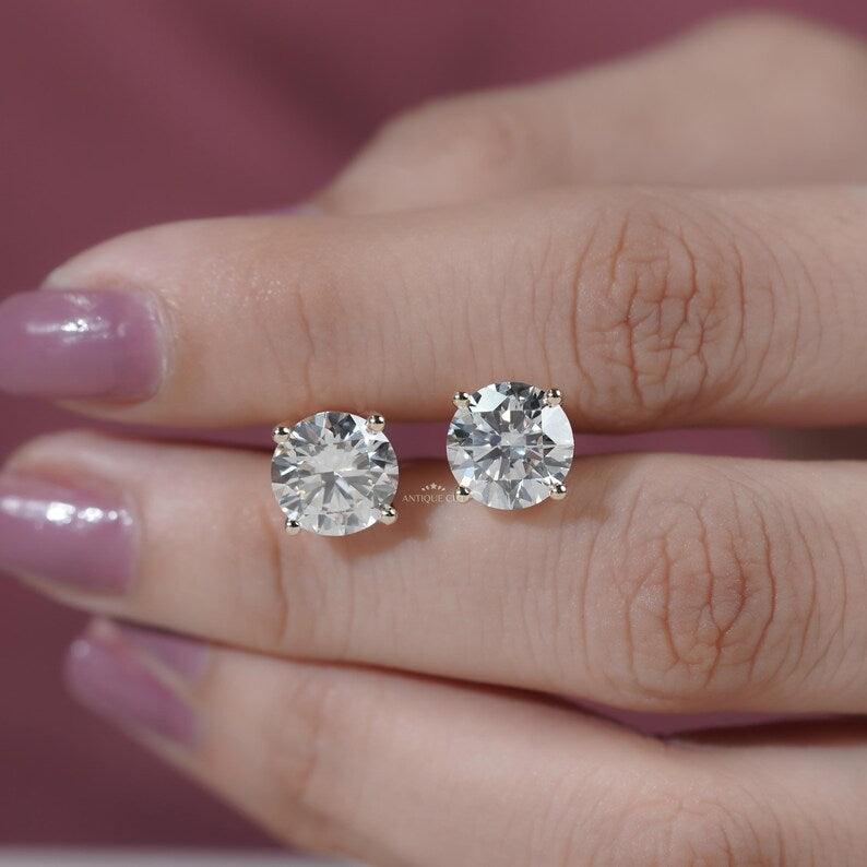 Antiquecut diamond stud earrings collection