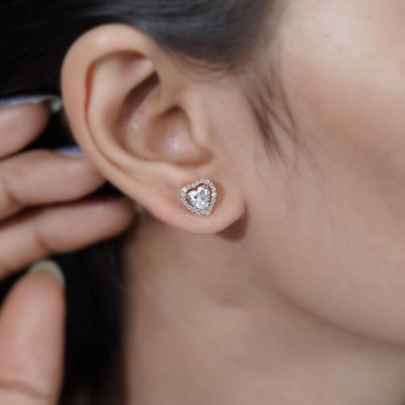 Brilliant heart cut diamond earrings