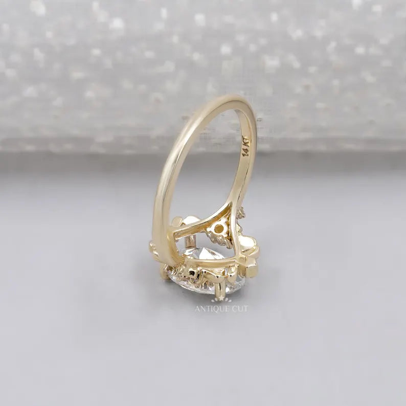 Floral halo oval diamond ring sparkle