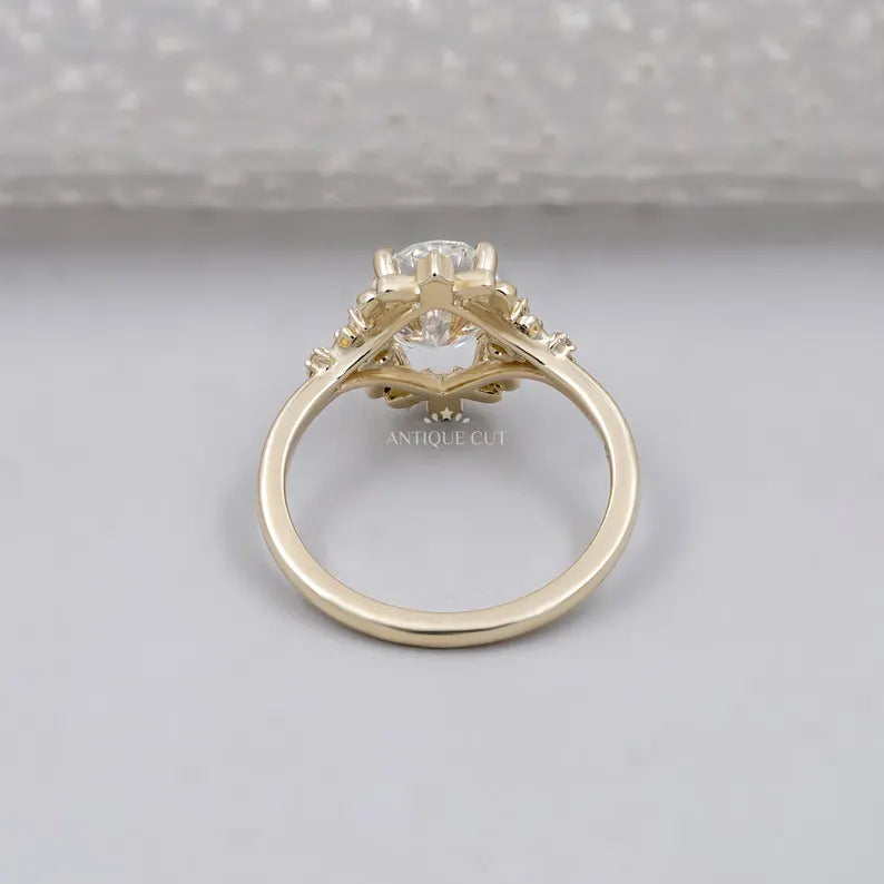 Yellow gold oval lab diamond engagement ring