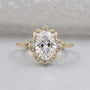 Floral halo engagement ring oval lab grown diamond