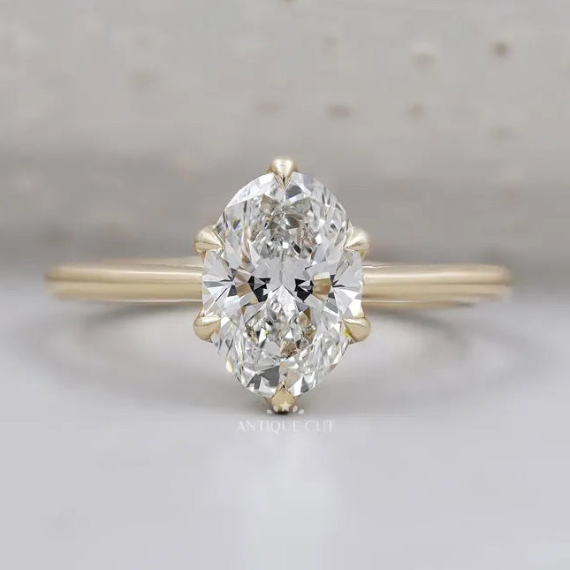 Oval lab grown diamond engagement ring solitaire