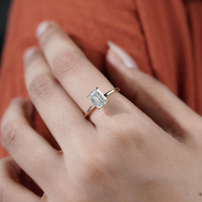 Timeless emerald cut solitaire ring