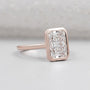 Bezel set diamond ring radiant cut close-up