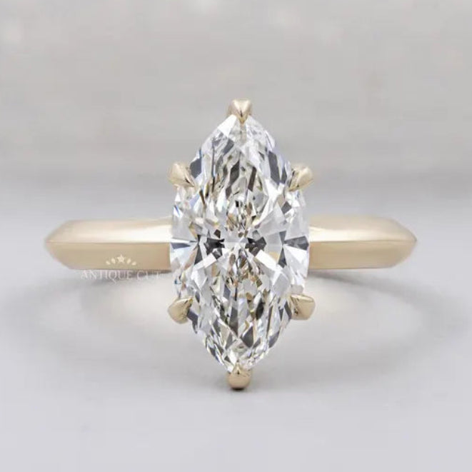 marquise cut diamond ring solitaire yellow gold
