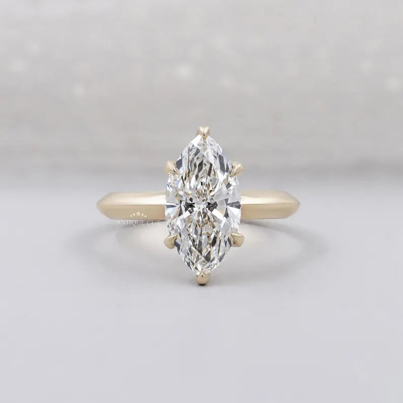 marquise cut diamond ring solitaire yellow gold