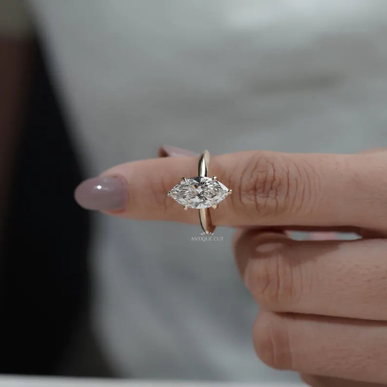 marquise engagement ring with 6 prong setting