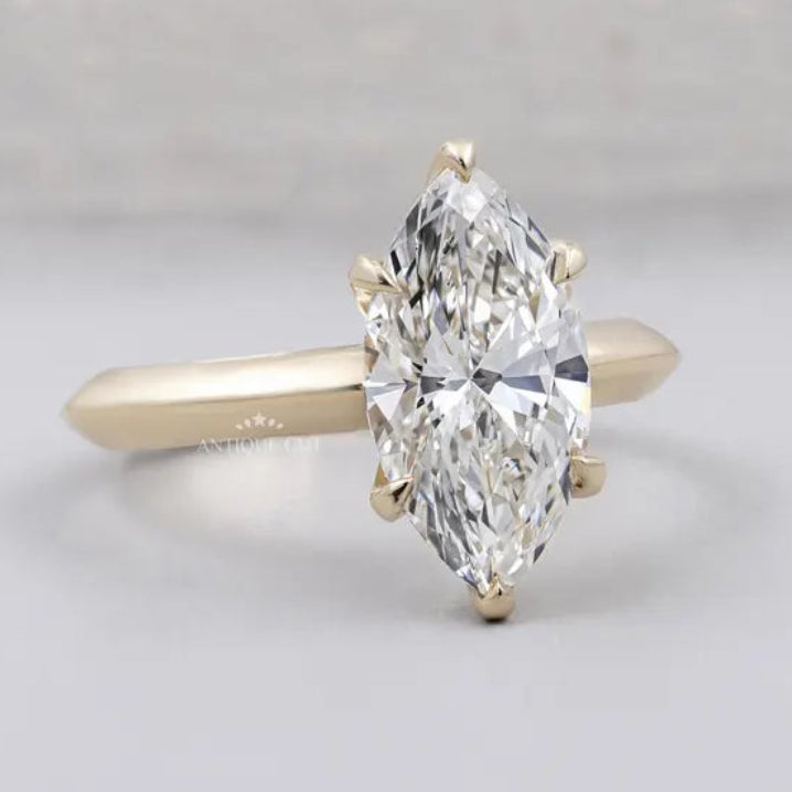 solitaire engagement ring marquise diamond 6 prong