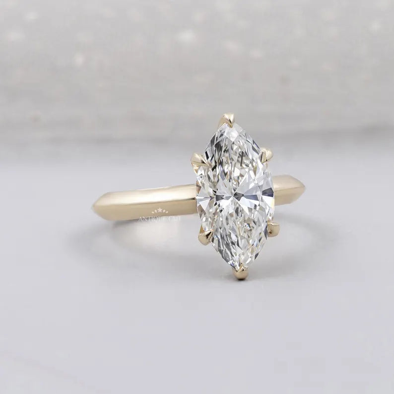 solitaire engagement ring marquise diamond 6 prong